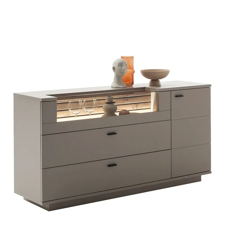 Sideboard in Grau mit Wildeiche - Teorina^Wohnen Discount