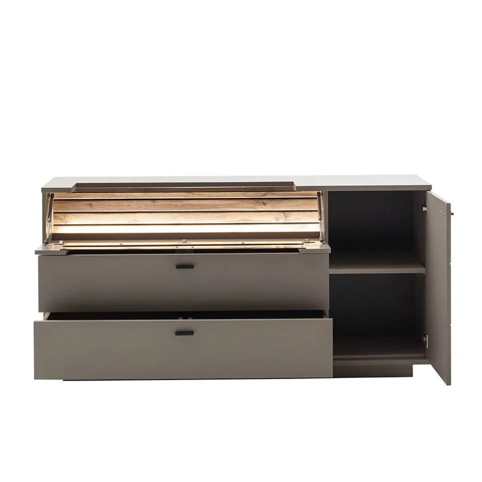 Sideboard in Grau mit Wildeiche - Teorina^Wohnen Discount