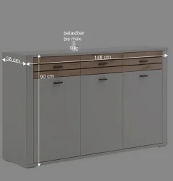 Sideboard in Lichtgrau mit Wildeiche - Ballina^Wohnen Online