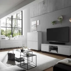 Wohnen Sideboard in Weiß mit Schwarz - Atela