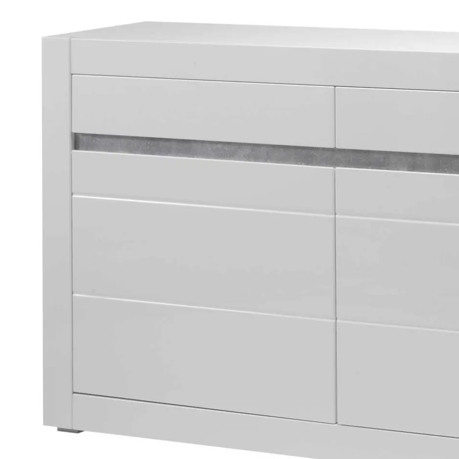Sideboard mit 3 gedämpften Türen Mextra in Weiß Hochglanz^Wohnen
