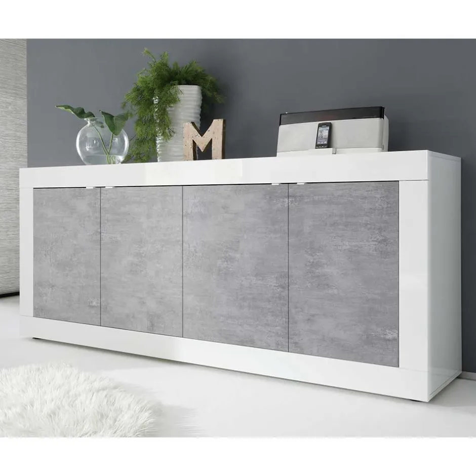 Sideboard mit 4 Türen in Beton Optik - Narandu^Wohnen