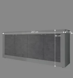 Sideboard mit 4 Türen in Beton Optik - Narandu^Wohnen