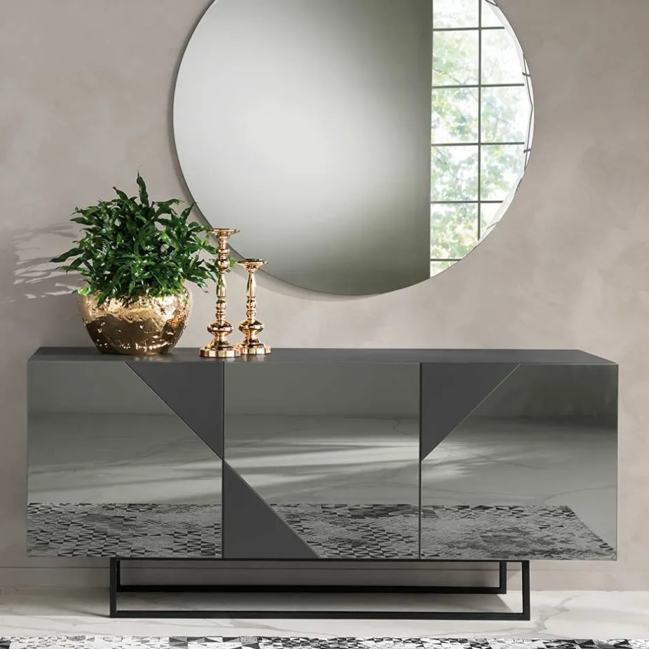 Wohnen Sideboard mit rauchgrauem Spiegelglas - Razepta