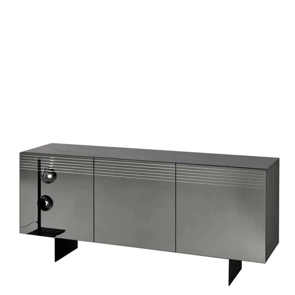 Wohnen Sideboard mit Spiegelglas Front in Rauchgrau - Tyron