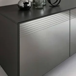 Wohnen Sideboard mit Spiegelglas Front in Rauchgrau - Tyron