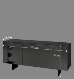 Wohnen Sideboard mit Spiegelglas Front in Rauchgrau - Tyron
