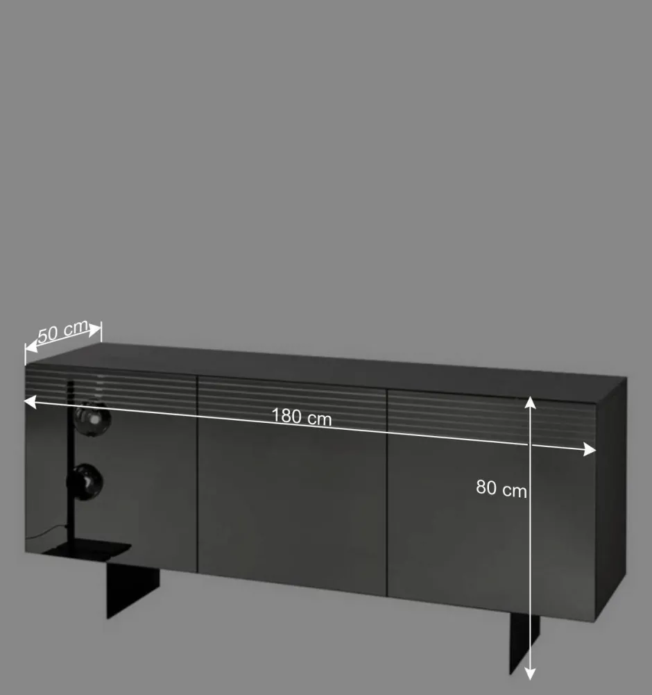Wohnen Sideboard mit Spiegelglas Front in Rauchgrau - Tyron