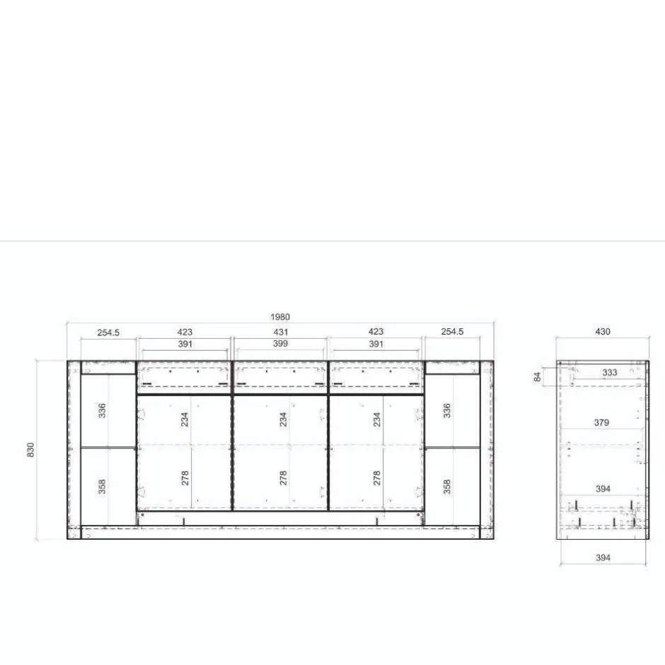 Wohnen Sideboard mit vier offenen Fächern - Adejano