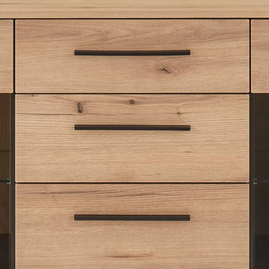 Wohnen Sideboard Vitrine in Eiche Dekor - Brocus