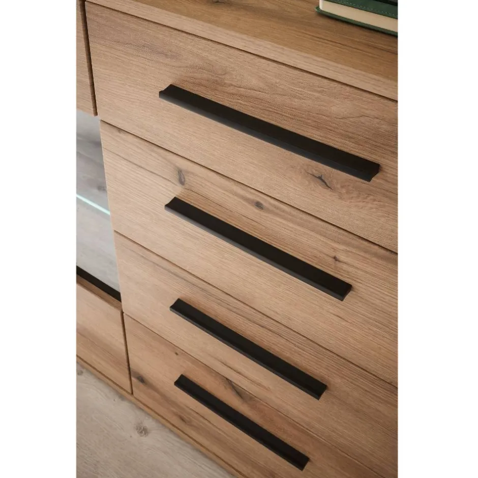 Wohnen Sideboard Vitrine in Eiche Dekor - Brocus