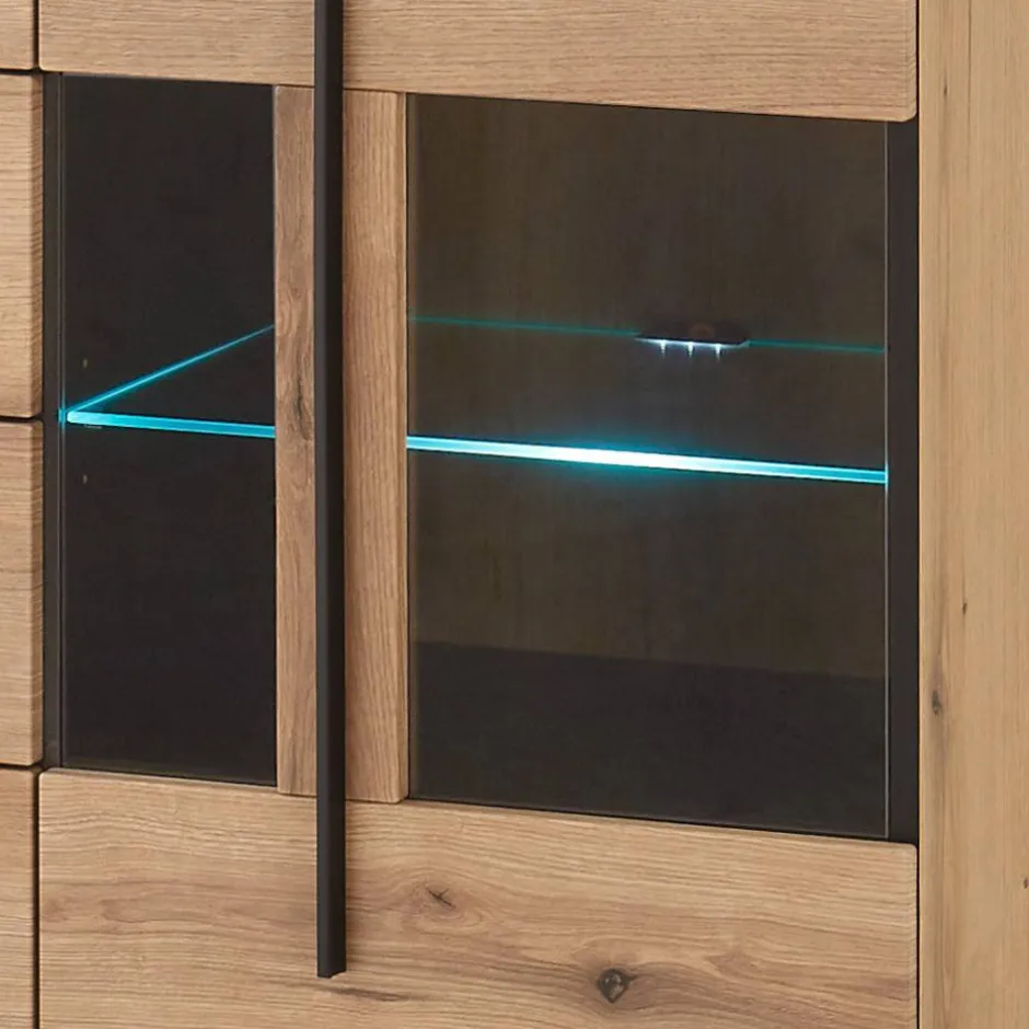 Wohnen Sideboard Vitrine in Eiche Dekor - Brocus