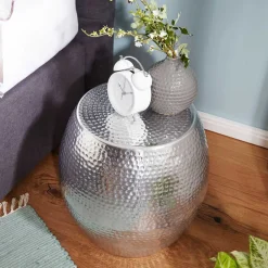 Wohnen Silberner Beitisch aus Aluminium - Moyico