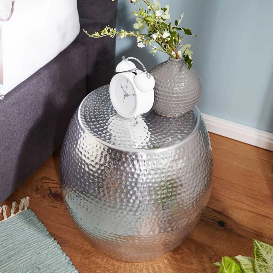 Wohnen Silberner Beitisch aus Aluminium - Moyico