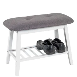 Wohnen Sitzbank aus Bambus in Weiß mit Polster - Bilbaos