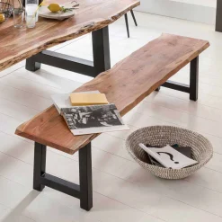 Sitzbank Sadello mit Baumkante Akazie massiv^Wohnen