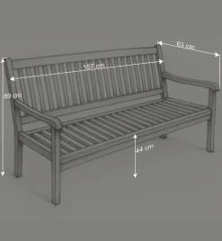 Wohnen 3-Sitzer Gartenbank Leggera aus Akazie massiv