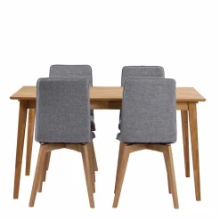 Wohnen Sitzgruppe in Eiche & Grau - Number (fünfteilig)