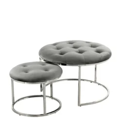 Sitzhocker Duo in Grau mit Silber - Vainy (zweiteilig)^Wohnen Outlet