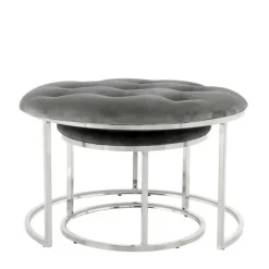 Sitzhocker Duo in Grau mit Silber - Vainy (zweiteilig)^Wohnen Outlet