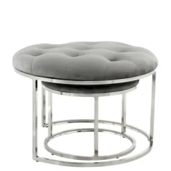 Sitzhocker Duo in Grau mit Silber - Vainy (zweiteilig)^Wohnen Outlet