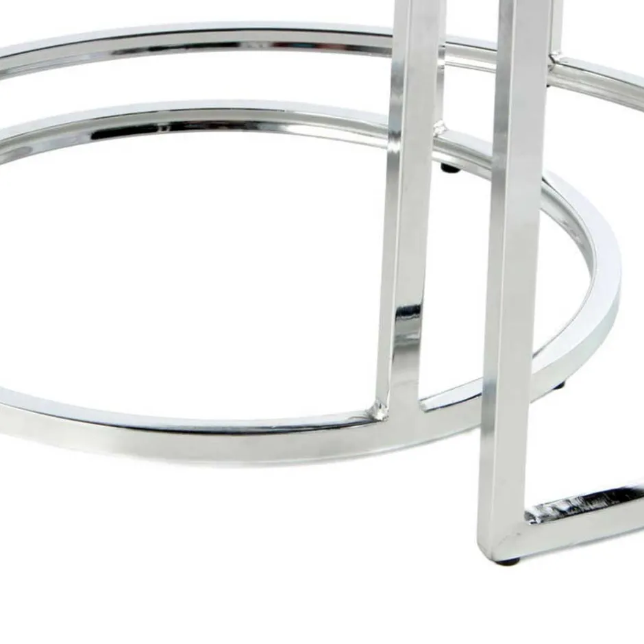 Sitzhocker Duo in Grau mit Silber - Vainy (zweiteilig)^Wohnen Outlet