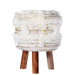 Wohnen Sitzhocker in Creme mit Khaki - Clarina