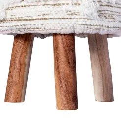 Wohnen Sitzhocker in Creme mit Khaki - Clarina