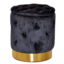 Wohnen Sitzhocker Truhe in Schwarz Samt - Natalia