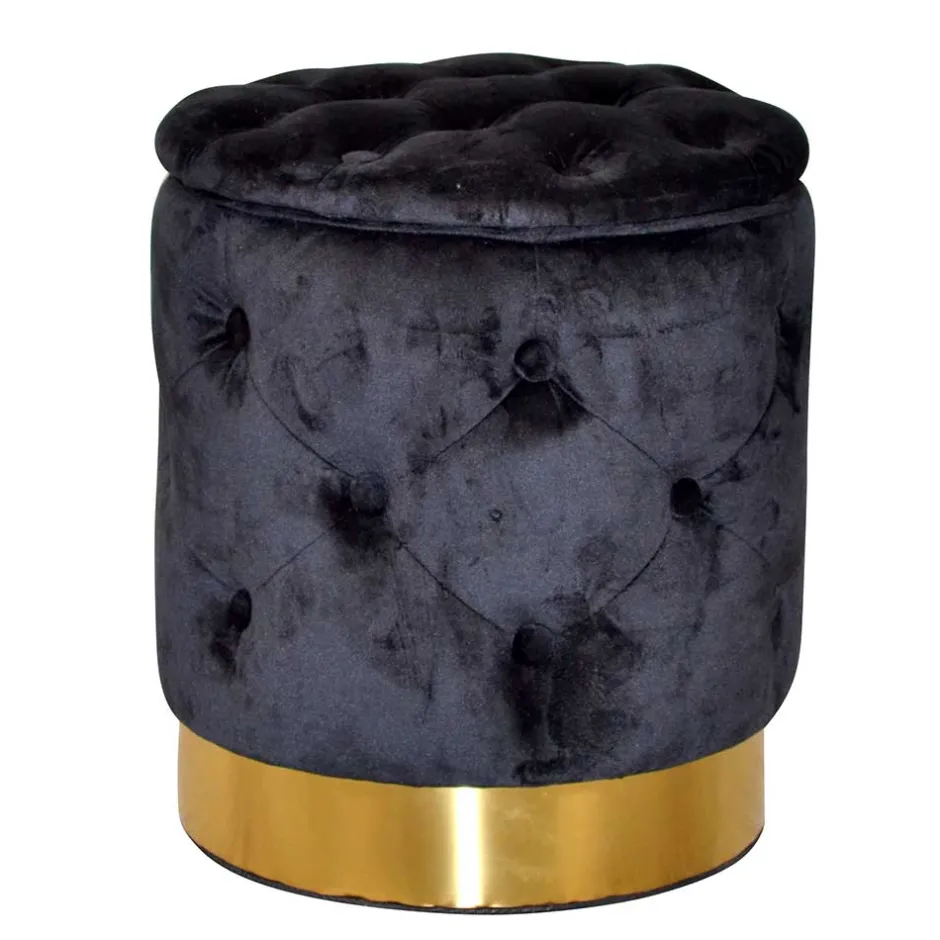 Wohnen Sitzhocker Truhe in Schwarz Samt - Natalia