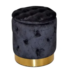 Wohnen Sitzhocker Truhe in Schwarz Samt - Natalia