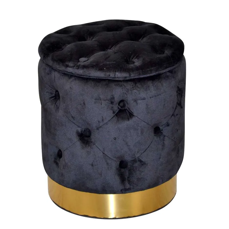 Wohnen Sitzhocker Truhe in Schwarz Samt - Natalia