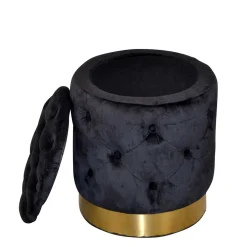 Wohnen Sitzhocker Truhe in Schwarz Samt - Natalia