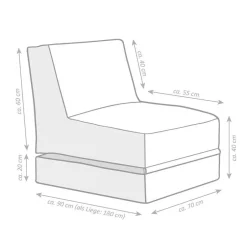 Wohnen Sitzsack Sessel Relaxliege 2in1 in Petrol - Thea