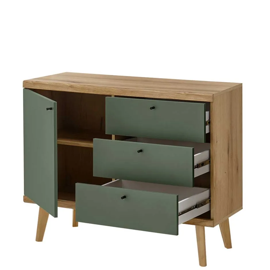 Skandi Anbauwand-Möbel in Graugrün - Oliva (vierteilig)^Wohnen Outlet