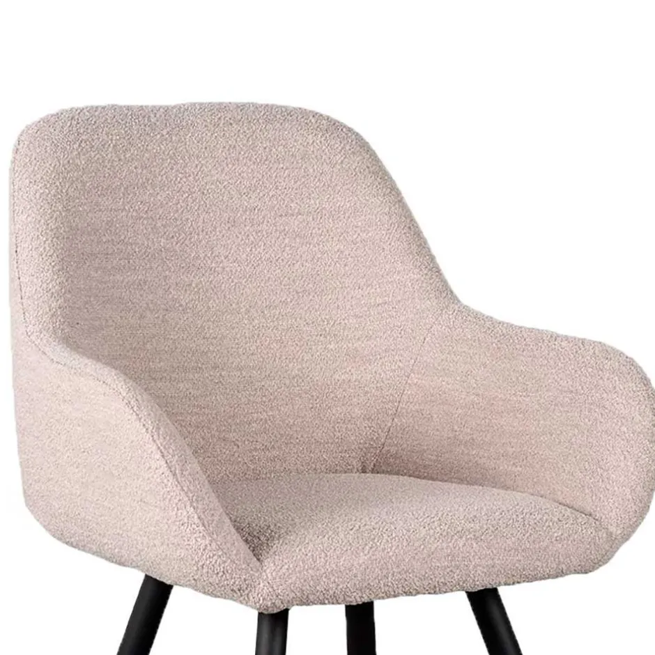 Skandi Armlehnenstuhl in Beigegrau Boucle - Olina (2er Set)^Wohnen