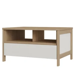 Wohnen Skandi Couchtisch in Weiß und Eiche Dekor - Ovidio