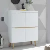 Wohnen Skandi Design Highboard in Weiß und Eiche - Ginko
