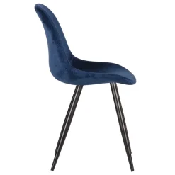 Wohnen Skandi Design Samtstuhl in Blau - Polar (2er Set)