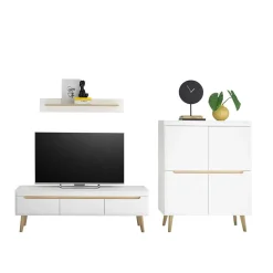 Skandi Design Wohnwand Möbel Set - Ginko (dreiteilig)^Wohnen