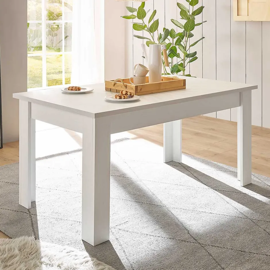 Wohnen Skandi Esszimmertisch in weißer Holzoptik Pinie - Liancos