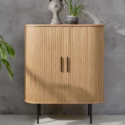 Wohnen Skandi Highboard oval mit Schiebetüren - Teorina