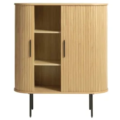 Wohnen Skandi Highboard oval mit Schiebetüren - Teorina