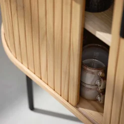 Wohnen Skandi Highboard oval mit Schiebetüren - Teorina