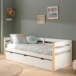 Wohnen Skandi Kojenbett in Weiß & Kiefer - Ayfina