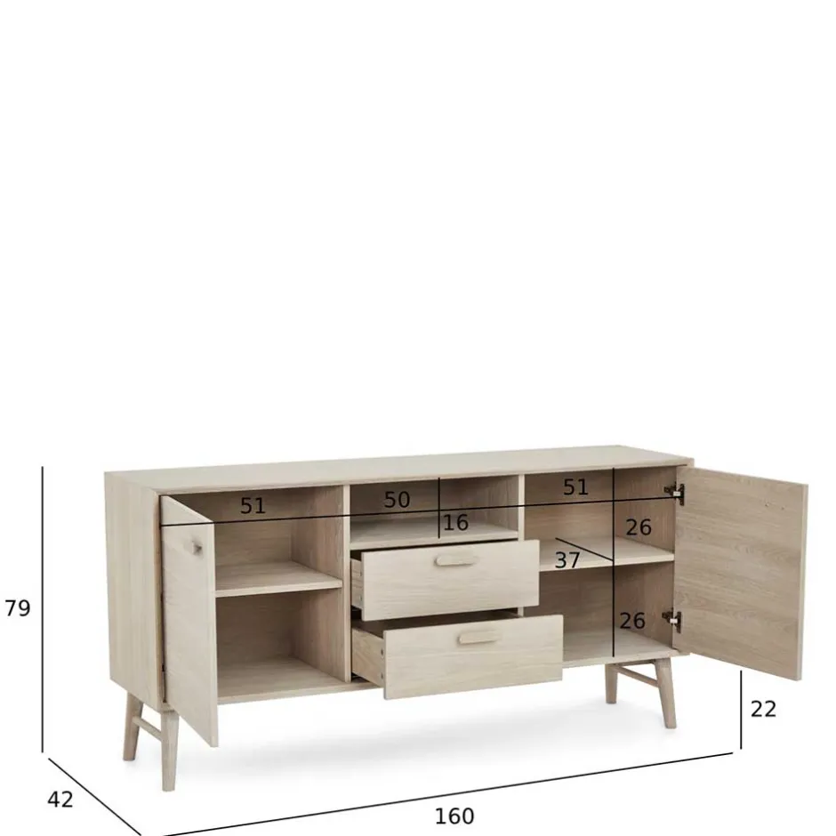 Skandi Kombi-Kommode in Eiche Weiß - Lametla^Wohnen Best