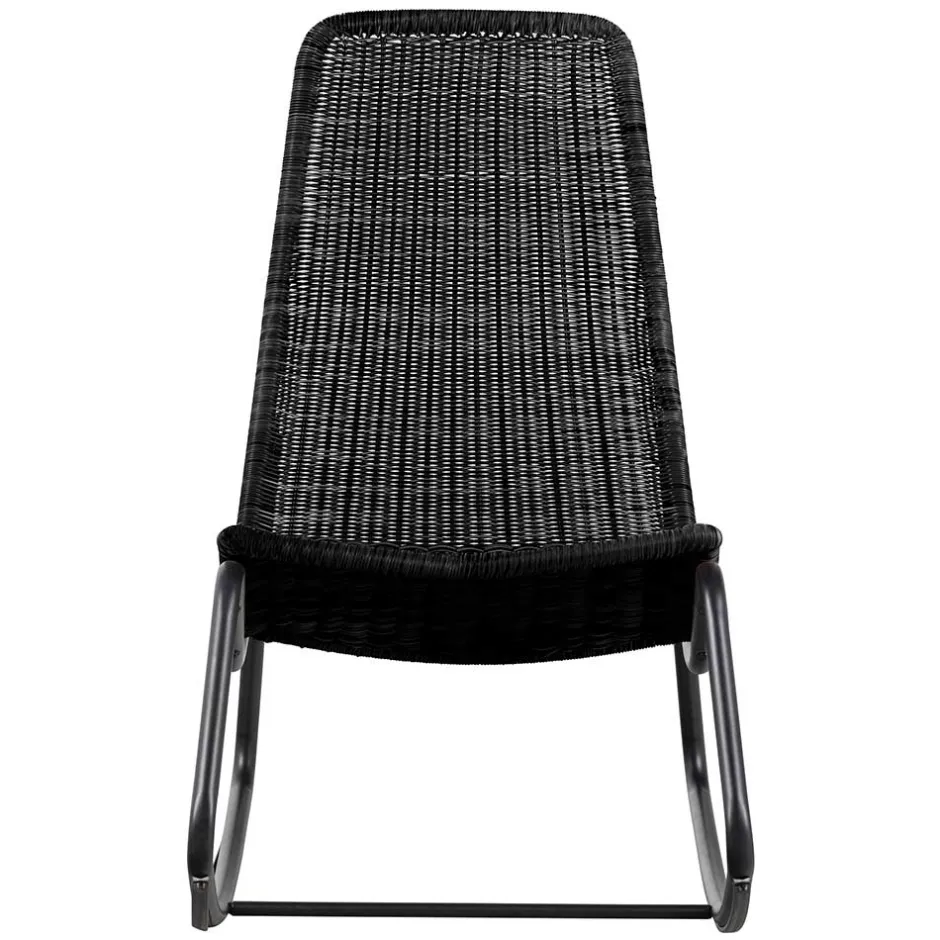 Wohnen Skandi Schaukelstuhl aus Kunstrattan in Schwarz - Vurgos