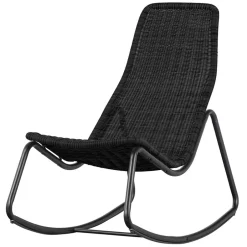 Wohnen Skandi Schaukelstuhl aus Kunstrattan in Schwarz - Vurgos