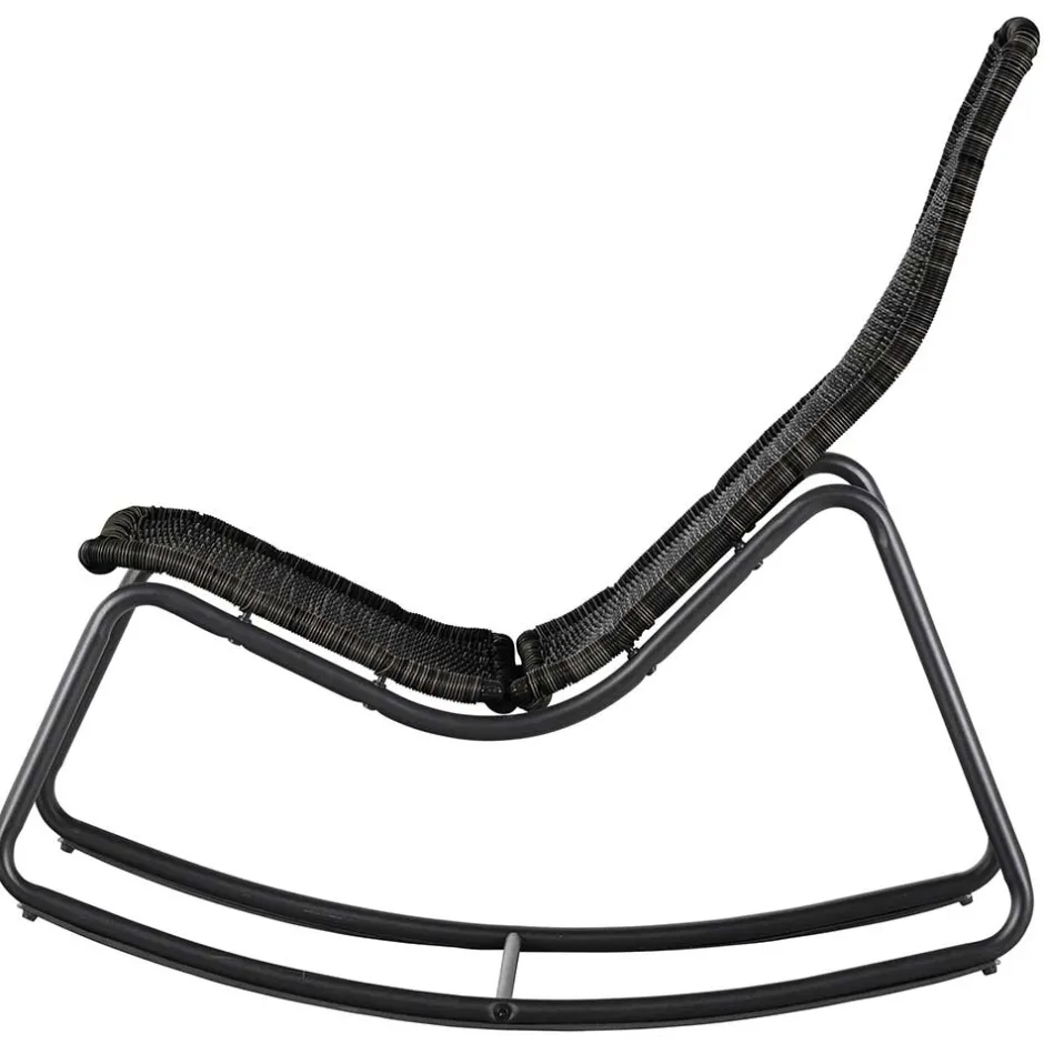 Wohnen Skandi Schaukelstuhl aus Kunstrattan in Schwarz - Vurgos