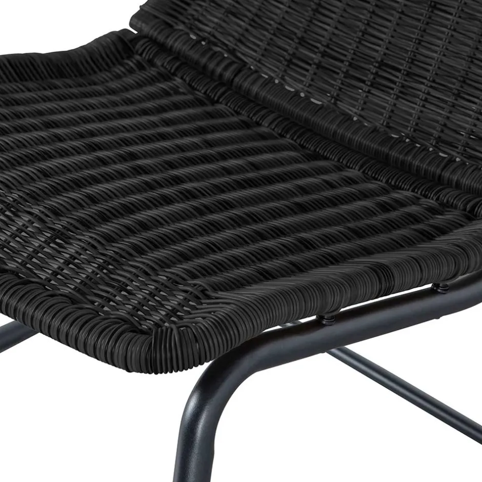 Wohnen Skandi Schaukelstuhl aus Kunstrattan in Schwarz - Vurgos